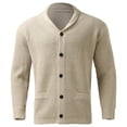 thumbnail image 4 of Gibobby Sueter hombre manga larga Suéter Cárdigan para Hombre Bolsillos Casuales Ajustado Cuello en V Suéteres de Punto Abotonados(Beige,M), 4 of 5