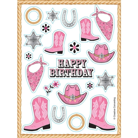 Pink Bandana Cowgirl Stickers, 4pk