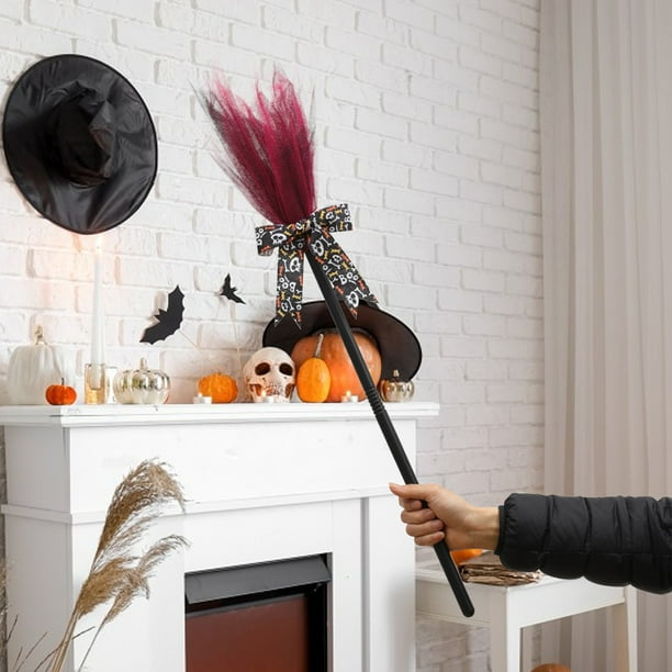 Decoraciones de Halloween, bruja de Halloween, mago, calabaza de lana, bruja, fantasma, decoración de fiesta, accesorios, baile, Halloween, guantelete infantil, vuelo a casa, juego de rol, escoba deco