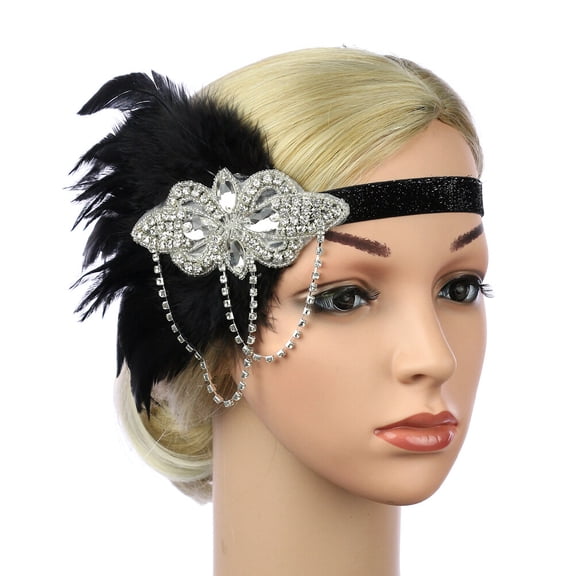NICEXMAS Women's Vintage Crystal Headband with Rhinestones for Special Occasions Black