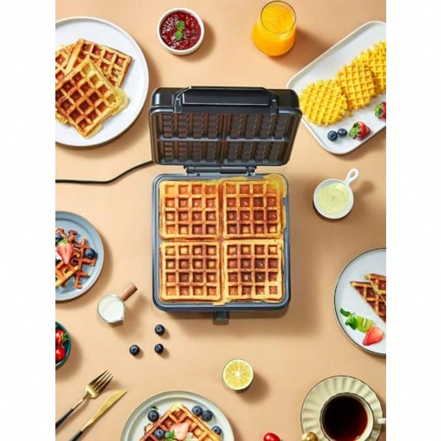 Belgian Waffle Maker Waffle Iron  Waffle Iron with Browning Knob Nonstick Plates Indicator Lights