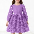thumbnail image 2 of Miluxas Girls Tutu Dresses Long Sleeve Dress for Little Girls Flower Ruffle Winter for Princess Holiday Party Purple 7-8 Years, 2 of 9