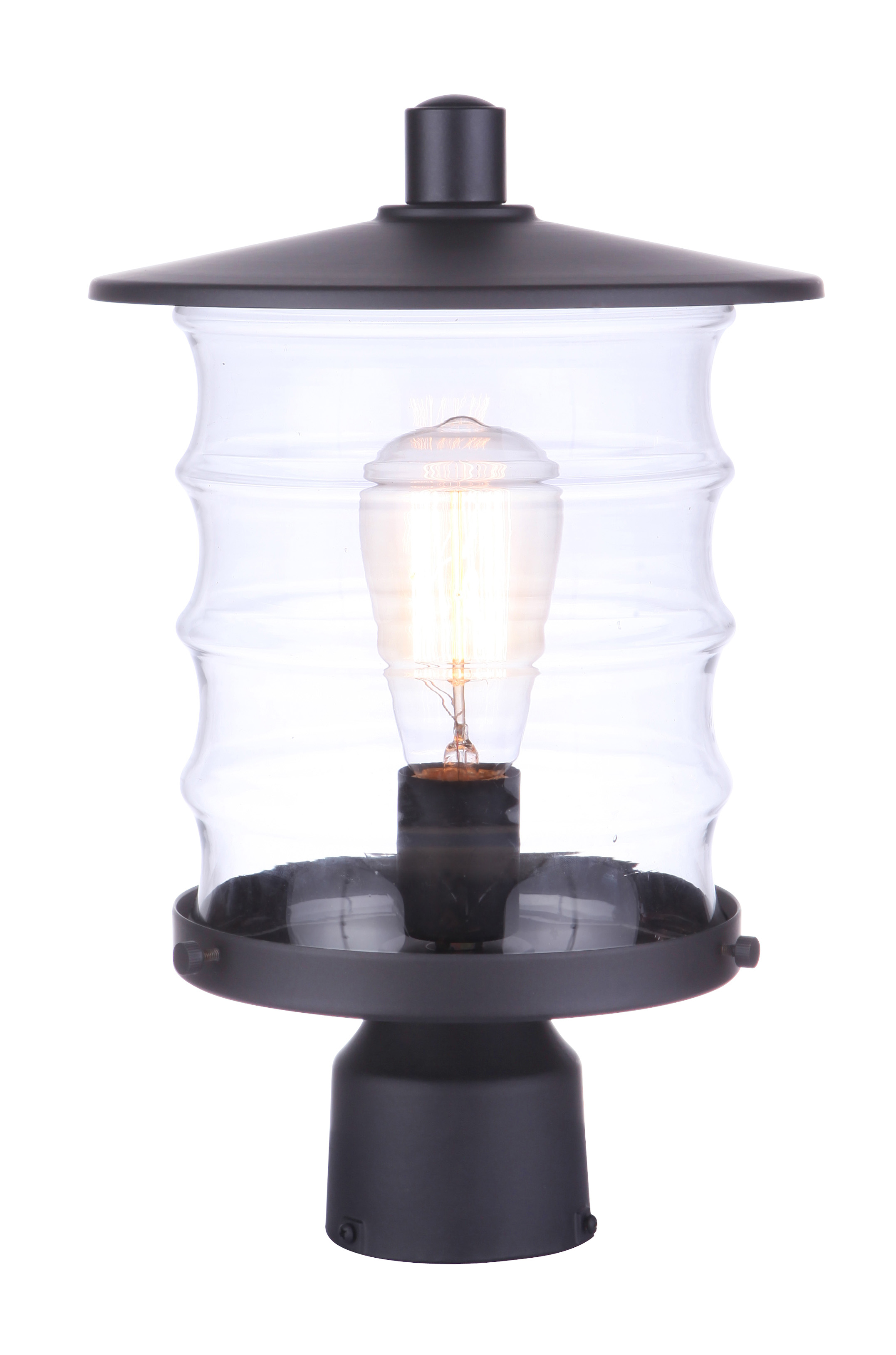 Craftmade ZA3625-MN Canon Clear Glass Outdoor Post Mount, 1-Light 60 Watt, 14"H x 9"W, Midnight