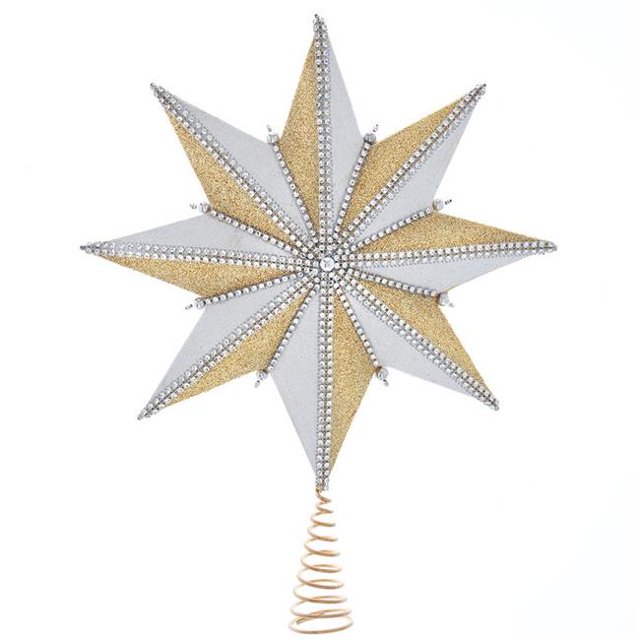 Kurt S. Adler S4436 16 Po 8-Points Blanc et Or Arbre Étoile Topper