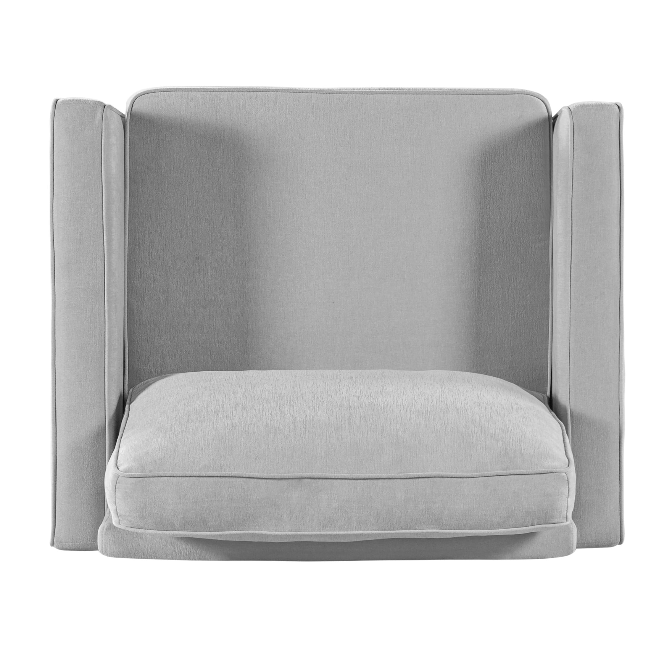 Christopher Knight Home Modern Chenille Upholstered Single Sofa with Square Arms, Pillow Back, Light Gray