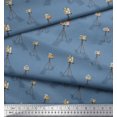 thumbnail image 1 of Soimoi Blue Rayon Fabric Stand & Camera Fashion Print Sewing Fabric Yard 56 Inch Wide, 1 of 2
