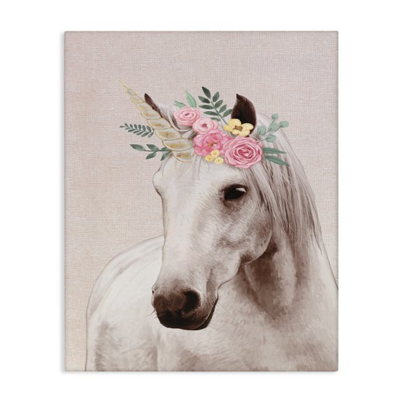 Stupell Industries Eclectic Unicorn Portrait Pink Fantasy Canvas Art, 16 x 20, by Ziwei Li