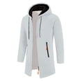 thumbnail image 2 of Men's Long Cardigan Hoodies Full-Zip Fleece Lined Sweaters Knit Regular Fit Casual Trench Coat Wiht Pocket, 2 of 4