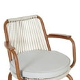 thumbnail image 6 of Lyric Modern 29" Outdoor Patio Bar Stools, Bar Chairs with Wood Grain Finish Frame with Hand-Woven PE Rattan Rope, Removable Cushions, Teak+Beige, Set of 2, 6 of 8