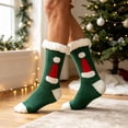 thumbnail image 4 of Lutiedan Christmas Fleece Socks for Men and Women, Fuzzy Non Slip Knit Slipper Socks, Winter Thick Warm Mid Calf Socks,Green1, 4 of 7