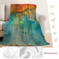 thumbnail image 5 of Abstract Blanket Soft Cozy Warm Throw Blanket for Couch, Plush Fuzzy Flannel Fleece Blankets for Sofa, Orange Teal Green Gradient Fluid Modern Oil Painting Bed Blankets Gifts for Men, 32"x48", 5 of 9