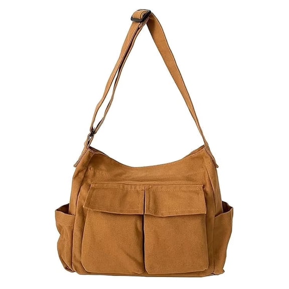 KXF Large Canvas Crossbody Hobo Bag for Women Multi Compartment Denim Tote