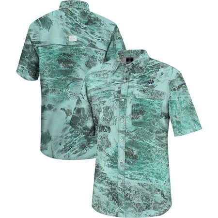 Men s Colosseum Green Notre Dame Fighting Irish Realtree Aspect Charter Full-Button Fishing Shirt
