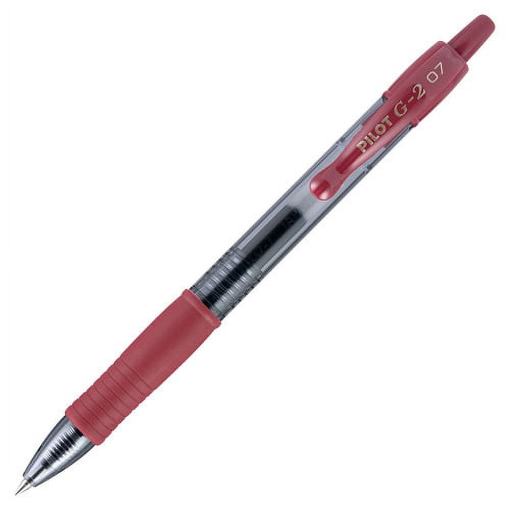 Pilot G2 -7 Retractable Gel Roller Pens Fine Pen Point - 0.7 mm Pen Point Size - Refillable - Retractable - Burgundy Gel-based Ink - Translucent Barrel - 12 / Dozen