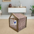 thumbnail image 3 of Flower Pet House, Floral Pattern with Roses Twig Warm Colors Flower Arrangement Bouquets, Outdoor & Indoor Portable Dog Kennel with Pillow and Cover, 5 Sizes, Tan Pink Dark Green, by Ambesonne, 3 of 5