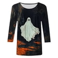 thumbnail image 6 of Godom Halloween T Shirts for Womens 3/4 Sleeve Shirt Crewneck Basic Tees Soft Loose Fit Fall Outfits Fashion Tops 2025, 6 of 6