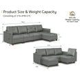 thumbnail image 3 of Faux Leather Modular Sectional Couches for Living Room, Modular Convertible L-Shaped 5 Seat Sectional Sofa with Storage & Ottoman, 118 inch Width, Grey, 3 of 9
