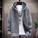 thumbnail image 3 of Men‘s Hooded Cardigan Knitted Sweater Winter Thick Fleece Warm Casual Knitwear Coat Solid Color Cardigan Men Hooded Sweaters, 3 of 5