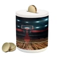thumbnail image 1 of Teen Room Piggy Bank, Professional Basketball Arena Stadium Before the Game Championship Sports Image, Ceramic Coin Bank Money Box for Cash Saving, 3.6" X 3.2", Multicolor, by Ambesonne, 1 of 4