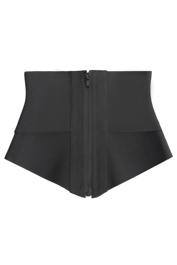 Women's Zipper Waist Trainer Cincher Top Solid Tummy Control Shapewear Mesh Breathable Latex Corset Shapewear Black