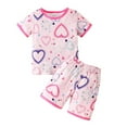 thumbnail image 2 of Girls Pajama Sets Valentines Pjs Short Sleeve Heart Crewneck Sleep Top Girl Pajamas Size 7-8 Years, 2 of 9