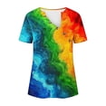 thumbnail image 4 of Hyknon Pride Shirt for Women Summer Fashion Short Sleeved V-neck Buttons LGBT Blouses Casual Tie-dye Printed Loose Fit Inspirational Equality Tops, S-5XL, 4 of 5