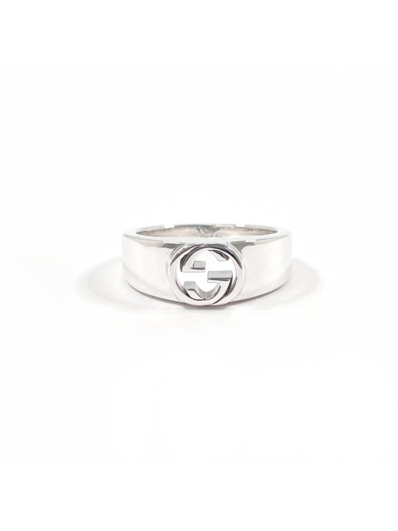 Pre-Owned GUCCI Interlocking G Ring, Sterling Silver 925, Size 15, Silver, Men's