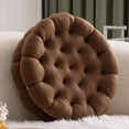 thumbnail image 1 of Cojín redondo en forma de galleta de 14 pulgadas, cojín decorativo acogedor, divertido, bonito, asiento circular, cojín de suelo para sofá, silla, cama, coche (café), 1 of 5