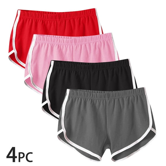 Aloohaidyvio Workout Shorts for Women Clearance,4 Pack Women's Cotton Yoga Dance Short Pants Sport Shorts Summer Athletic Cycling Hiking Sports Shorts