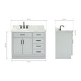 thumbnail image 3 of Ariel Hepburn 43 In. Left Offset Oval Sink Vanity With 1.5 In. Carrara White Countertop In Grey, 3 of 10