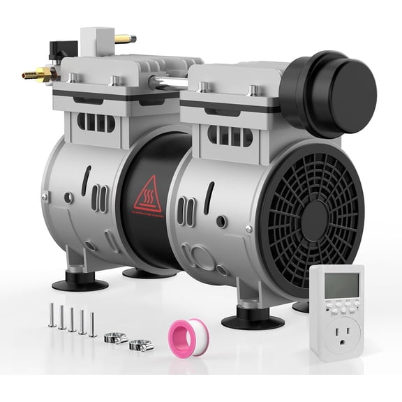 Azzuno 8.2CFM Pond & Lake Aeration System, 3/4 HP Air Compressor for Up to 3 Acres & 50' Depth, Deep Water Oxygen Circulation (No Diffuser or Tubing)