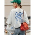 thumbnail image 2 of Coffee Club Print Summer Women's Oversize Short Sleeve Top, Casual Women's Wear, Summer T-Shirt, Summer Tops, Graphic T-Shirt, 2 of 5