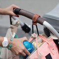 thumbnail image 2 of Brown Stroller Hooks - Premium Leather Style Stroller Clip Straps, 2 of 5