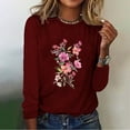 thumbnail image 2 of Blouses pour Femmes Décontractées, Blouses à Manches Longues pour Femmes, Mode Femmes Décontractées Manches Longues Imprimées Col Rond T-Shirt Ample Blouse, Blouses Femmes Manches 3/4, Blouses Manches 3/4 pour Femmes, 2 of 4
