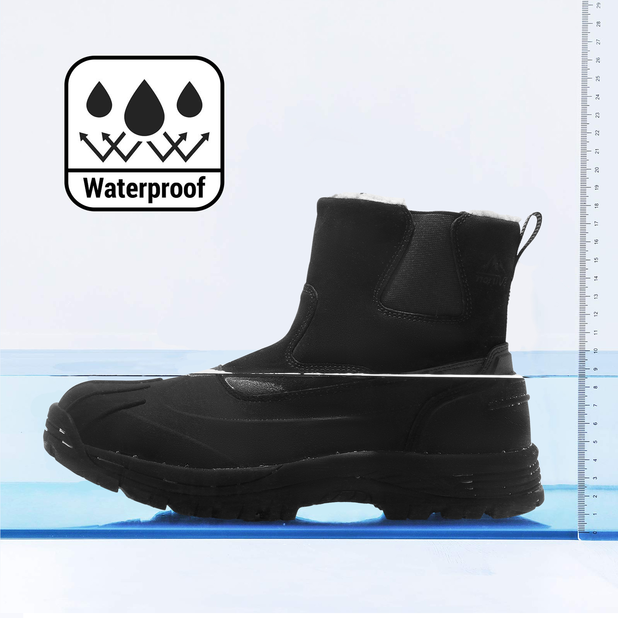 NORTIV 8 Mens Slip on Winter Waterproof Rain Boot for Outdoor