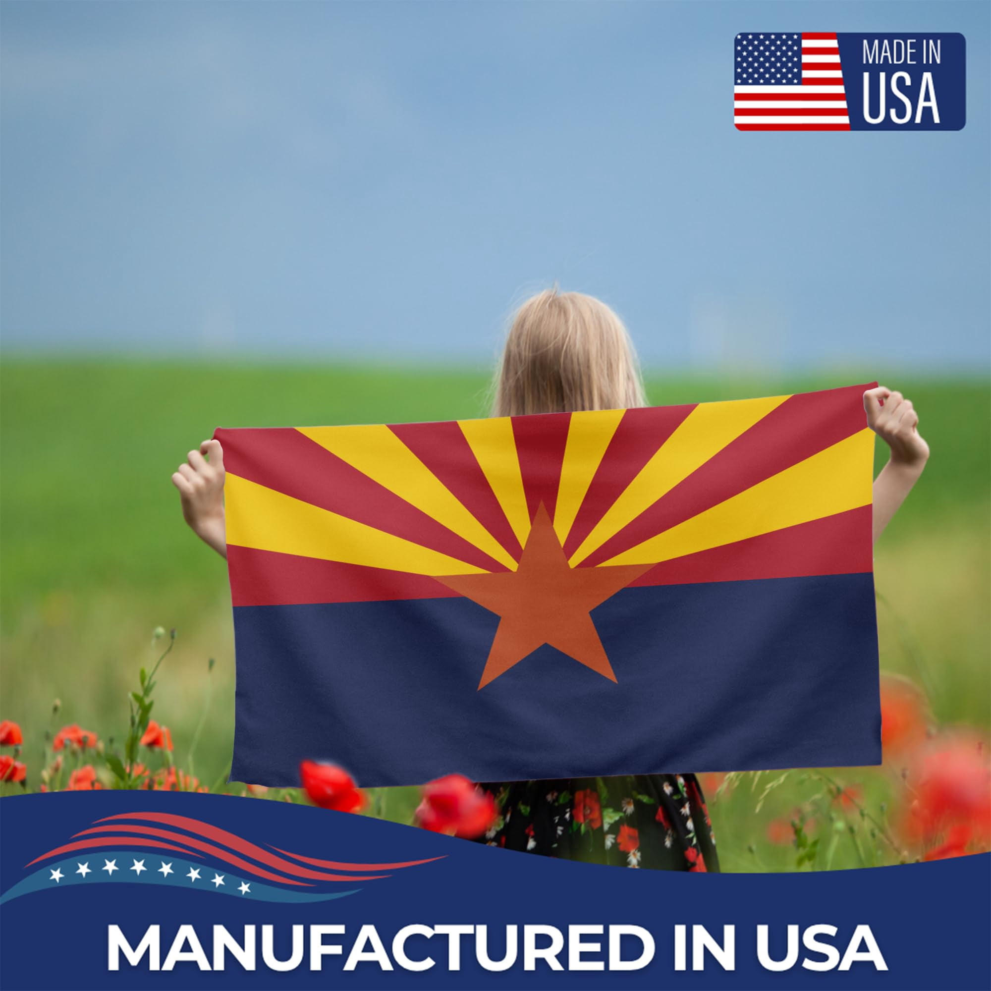 Arizona Outdoor Flag (2x3ft) by DreamController - Durable, Fade-Resistant Polyester, Double-Stitched, Brass Grommets - HD Printed USA State Flag - Made in USA