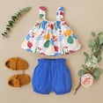 thumbnail image 2 of 2T Baby Girl Clothes Baby Girl Outfits Sleeveless Suspender Floral Tops Shorts Set 2-3T Baby Girl Summer Outfits Blue, 2 of 7