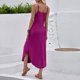 thumbnail image 5 of Vestido de Verano Largo para las Mujeres Vestido de Verano Casual de Color Sólido Cuello Redondo sin Mangas, 5 of 9