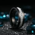 thumbnail image 6 of King Will Mens 8mm Black Polished Finish Tungsten Carbide Ring Cubic Zircon Stones Flat Style Wedding Band Comfort Fit Size 9, 6 of 8