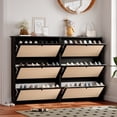 thumbnail image 6 of YOCWO Shoe Storage Cabinet with 3 Flip Doors for Entryway, Free Standing Linen Shoe Organizer with Open Shelf, Black, 6 of 6