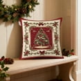 thumbnail image 5 of Fmbmuo Xmas Tree Print Vintage Christmas Pillow Covers Red 18x18 Inch Soft Decorations, Nylon,Spandex Removable Cover Farmhouse 1 Pcs Pillow cases, for Christmas Holiday Decor, 5 of 5