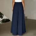 thumbnail image 4 of RYDCOT Women's Summer Solid Color Button High Waist Wide Leg Palazzo Pants with Pockets Navy, 4 of 8