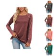 thumbnail image 1 of Long Sleeve Shirts for Women 2026 Spring Trendy Crewneck Raglan Sleeve Relaxed Fit Casual Basic T Shirts, 1 of 5