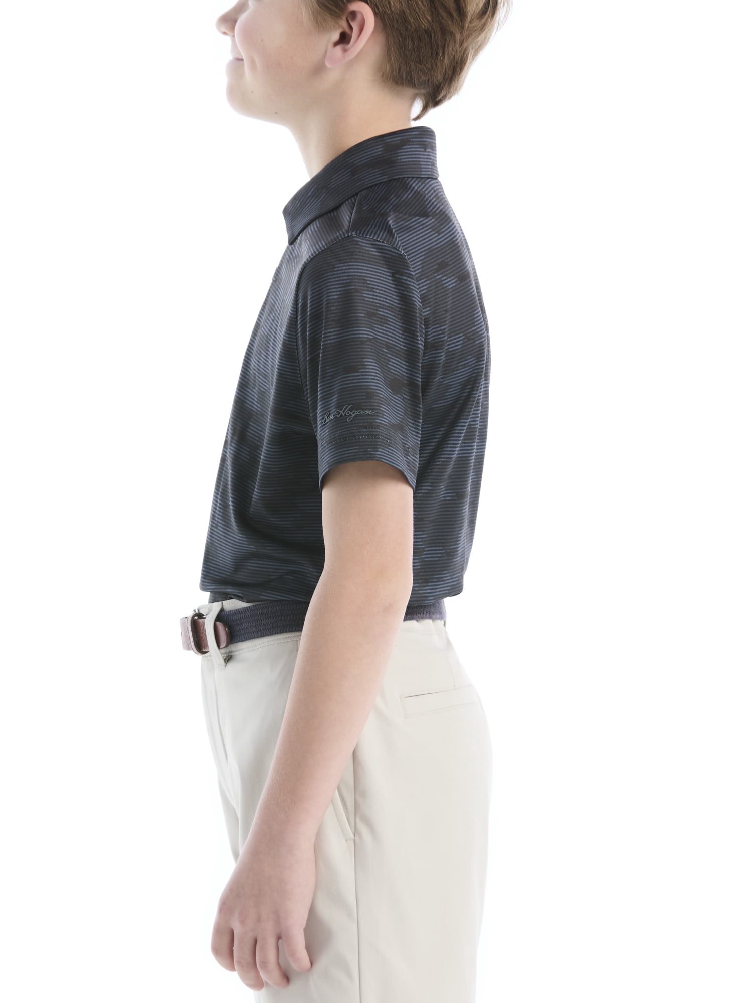 Ben Hogan Performance Little Boys and Big Boys Linear Camo Printed Short Sleeve Golf Polo Shirt, Sizes 4-18