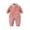 Pink, variant on 3M-2Y Cozy Cold Weather Baby Suit For Newborn, Solid Soft Fluffy Plush Long Sleeve Pocket Unisex Crawling Jumpsuit