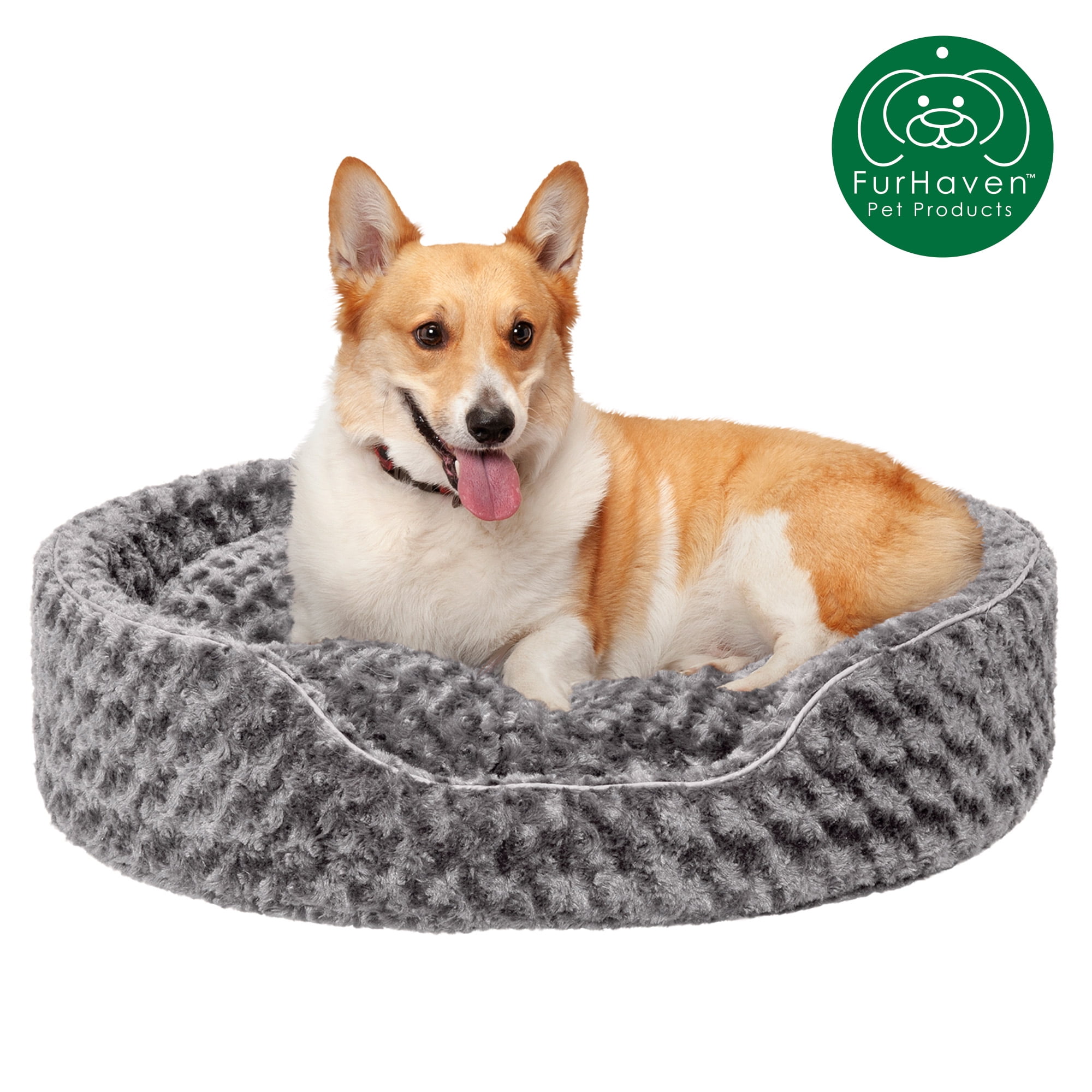 FurHaven Pet Products Ultra Plush Oval Pet Bed for Dogs & Cats - Cream, Medium