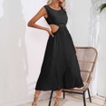 thumbnail image 4 of Lenago Robes d'Été Grande Taille Mode Femmes Robe d'Été Col Rond Imprimé à Pois Robe Plissée Sans Manches Robes de Plage de Fête en Solde, 4 of 6