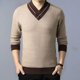 thumbnail image 4 of Suéteres de punto para hombres Jerseys de negocios empalmados Ropa de hombre beige Cuello en V Pedido Cálido Barato Invierno 2024 Diseñador Lujo Divertido X, 4 of 4