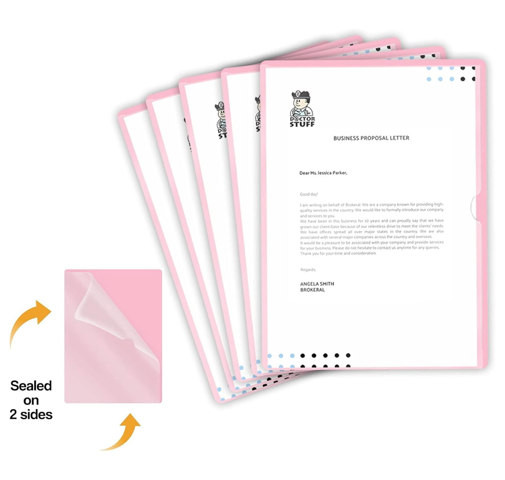 Pink Vinyl Folders Letter Size - Heavy Duty Plastic Folders with Pocket (50 Pack)