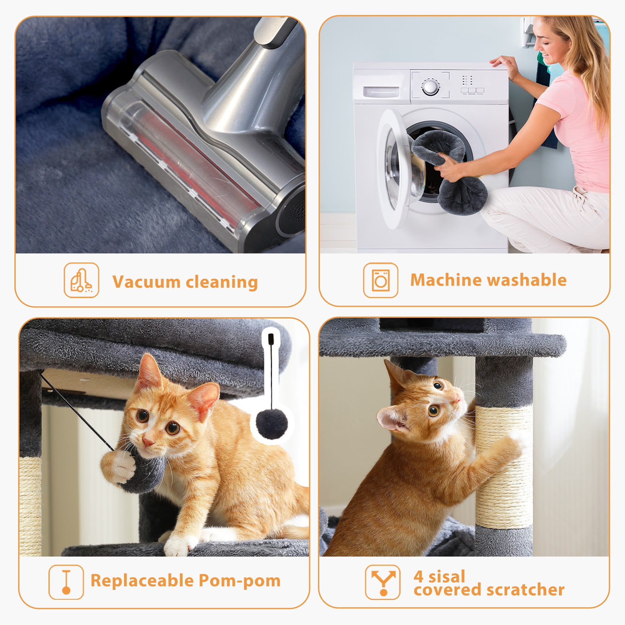 resenkos 45" Cat Tree Tower for Indoor Cats, 5-Level Cat Condo for Large Cats with Large Hammock, Big Top Perch and 4 Sisal Covered Scratching Pos, Green